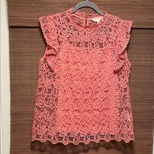 Adiva Coral Lace Cap Sleeve Blouse